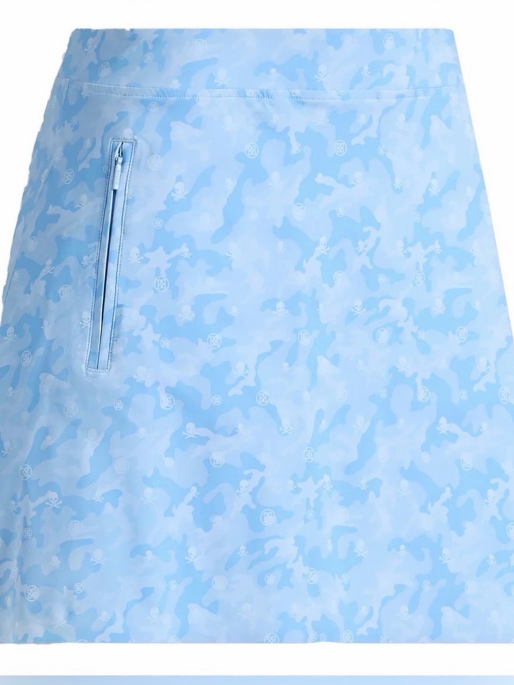 G/Fore Skull Camo Silky Baja Light Blue Camo A-Line Skort with Zip Pocket XL NWT